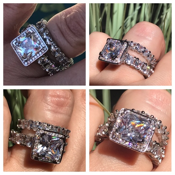 Jewelry - Platinum plated 5.6CT  lab diamond wedding set